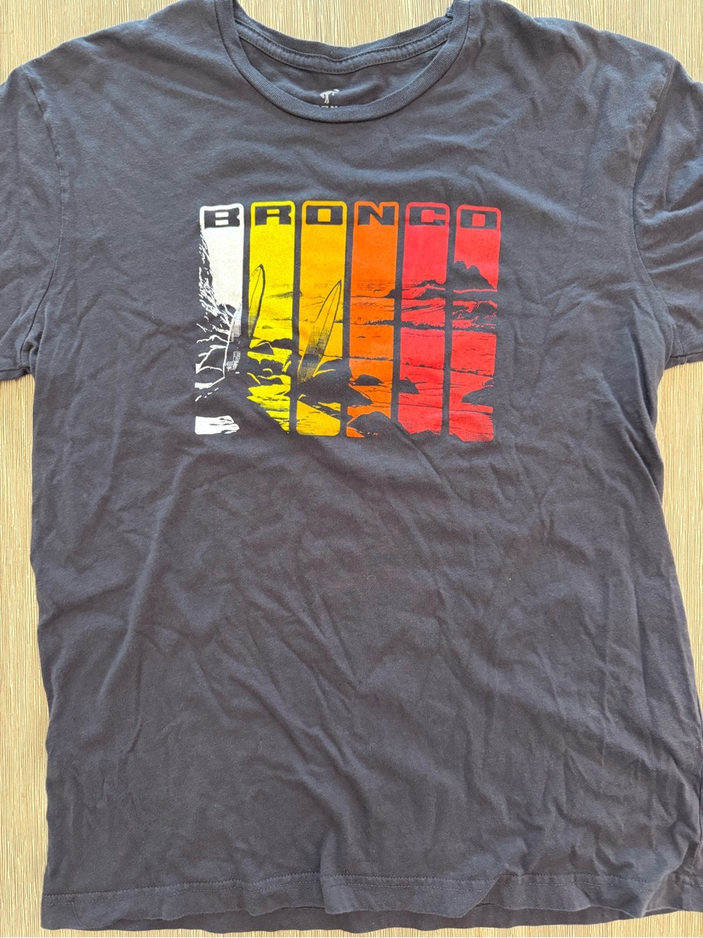 Men’s Ford Bronco Retro Sunset Graphic Tee Charcoal Size Large